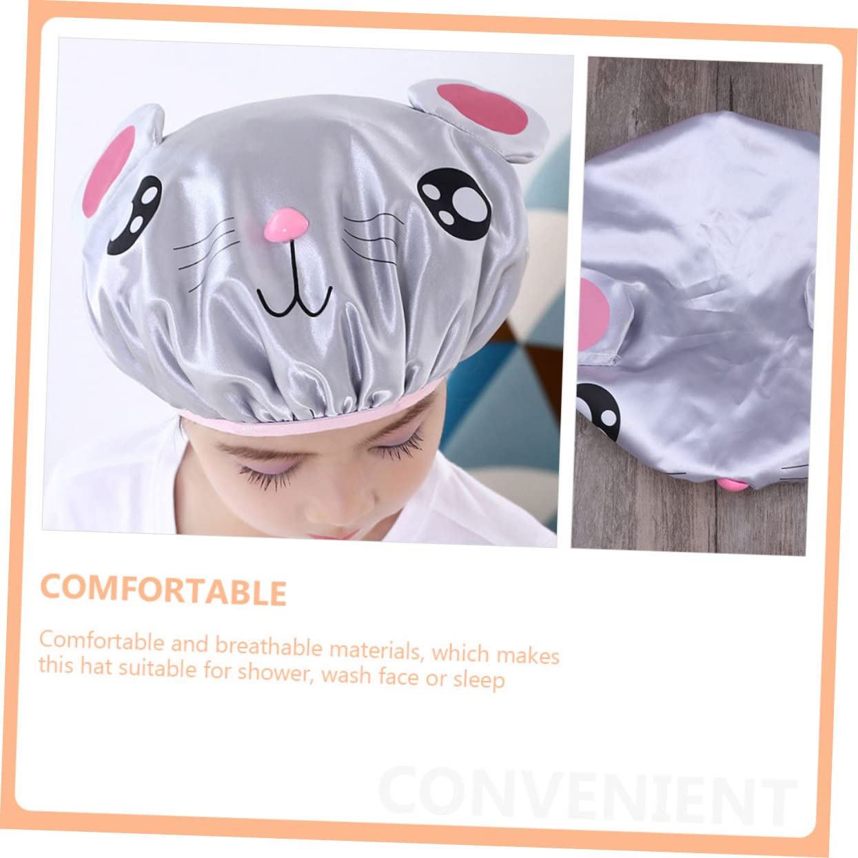 VICASKY 10pièces Bonnet De Garçon Fille Réutilisable De Caps De Bain Étanches Cartoon Souris Et Grise Pour Et Baignade