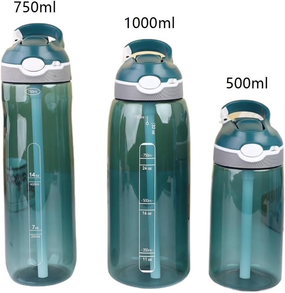 750/1000ml Tritan Large capacity water bottle Outdoor Fitness Sippy Cup Summer High Temperature Resistant(Color:1000ML-Green)