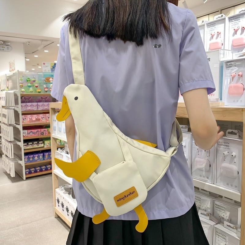 1Pcs Duck Shaped Sling Bag Funny Cartoon Crossbody Bag Cute Nylon Chest Purse2