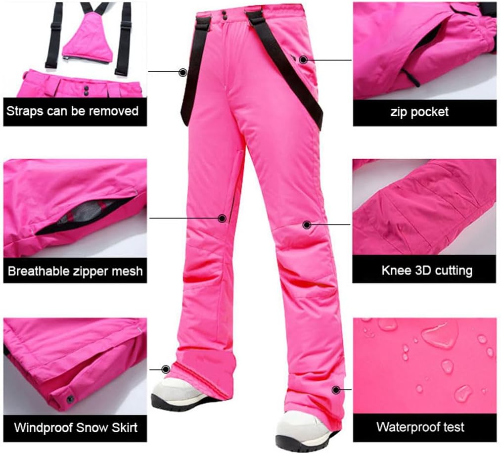 Ski Pants Women Thicken Winter Snow Pants Outdoor Sports Snowboarding Warm Breathable Overalls
