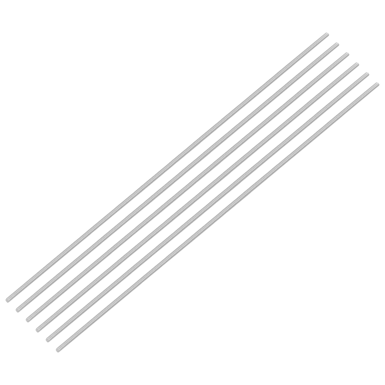 uxcell 6Pcs Fully Threaded Rod, M3 x 400mm 304 Stainless Steel Right Hand Thread Bar Studs M3-0.5 Thread Pitch for Furniture Machinery Assembly