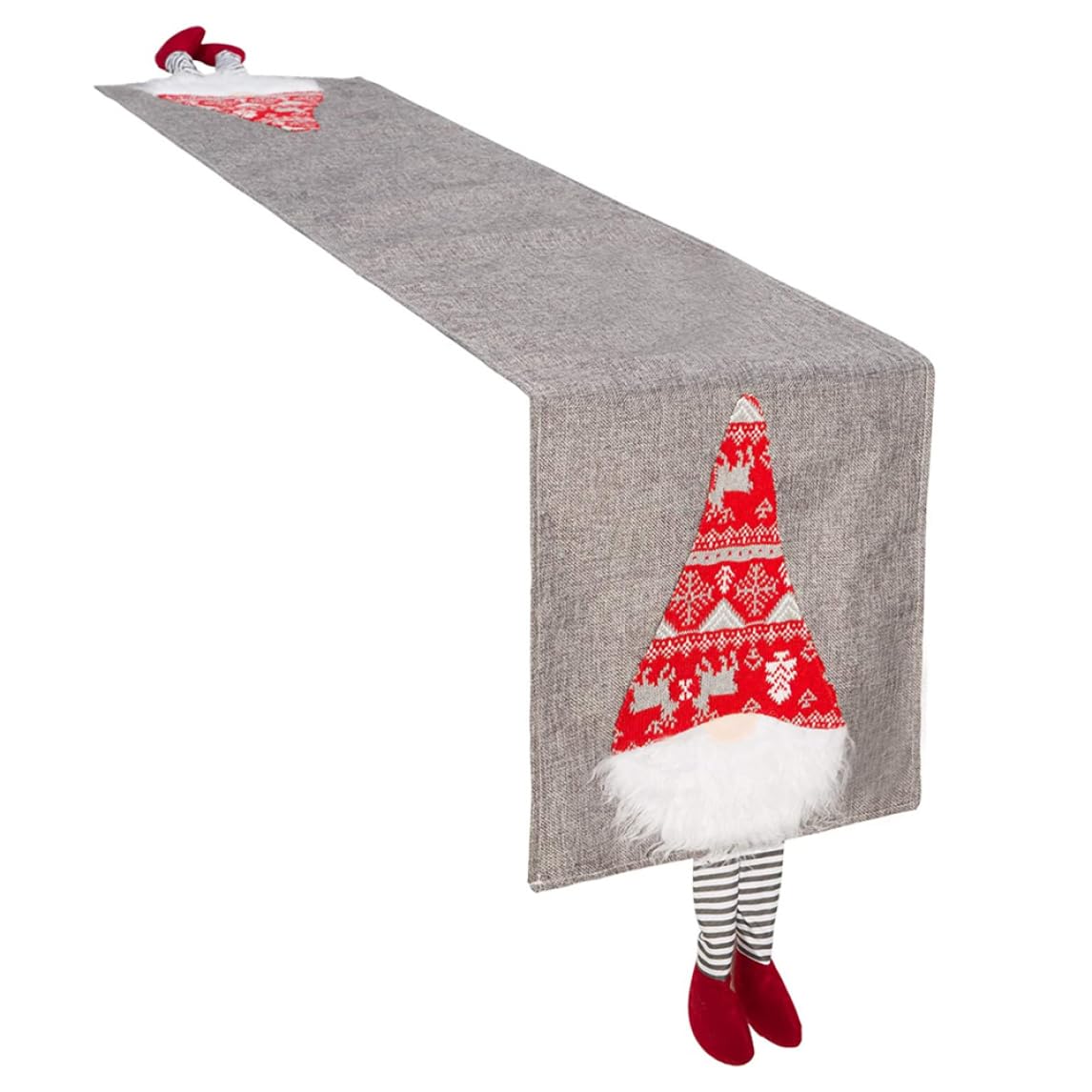 Chemin de table de Noël gris avec nappe naine sans visage pour décoration de cuisine festive