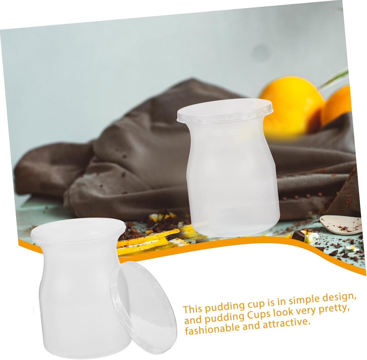 40sets Pudding Jars Lids Containers Lids Reusable Plastic Dessert Cups Mousse Cup