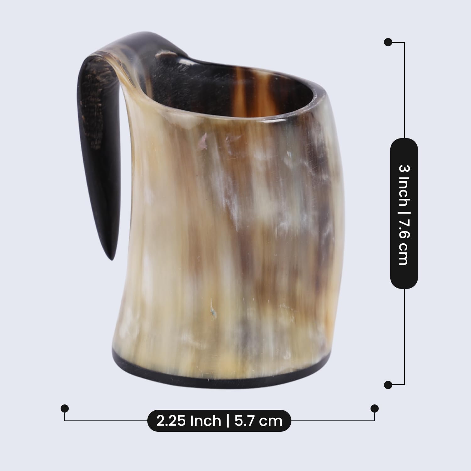 Handicrafts Home Viking Drinking Horn Mug Set of 5, Real Natural Ox Horn Beer Mug with Handle, Handmade Medieval Viking Horn Drinking Mug for Mead, Beer & Wine, Unique Viking Gifts for Men (5 oz)