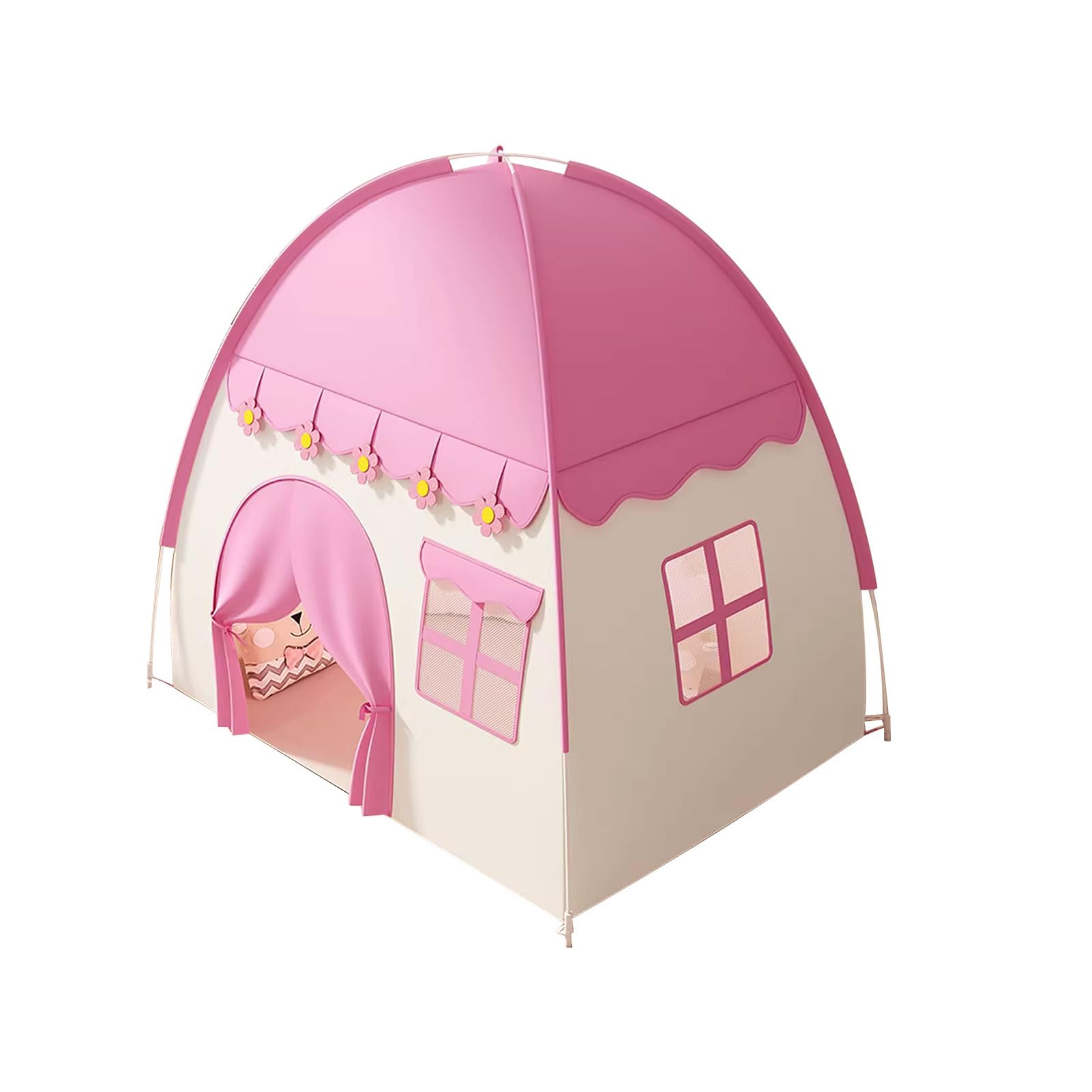 Naroote Kinderspielzelt, Stabiler Rahmen, Zusammenklappbares Kinderspielhaus, Ideal für Familienausflüge, Kinderspielzelt Im Innenbereich für Kreative Spielzeit (PINK)