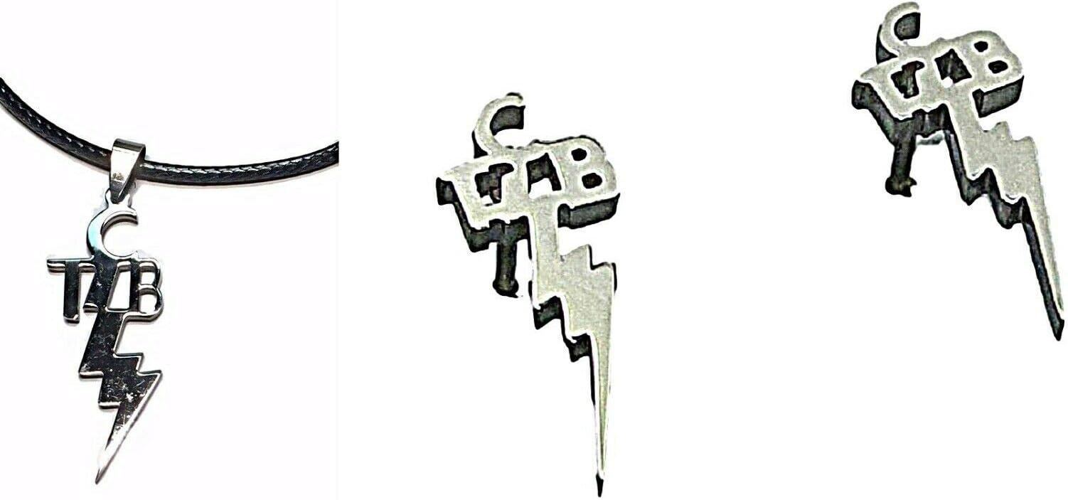 Generic Branding Elvis TCB Taking Care of Business Logo Necklace & Stud Earrings Set