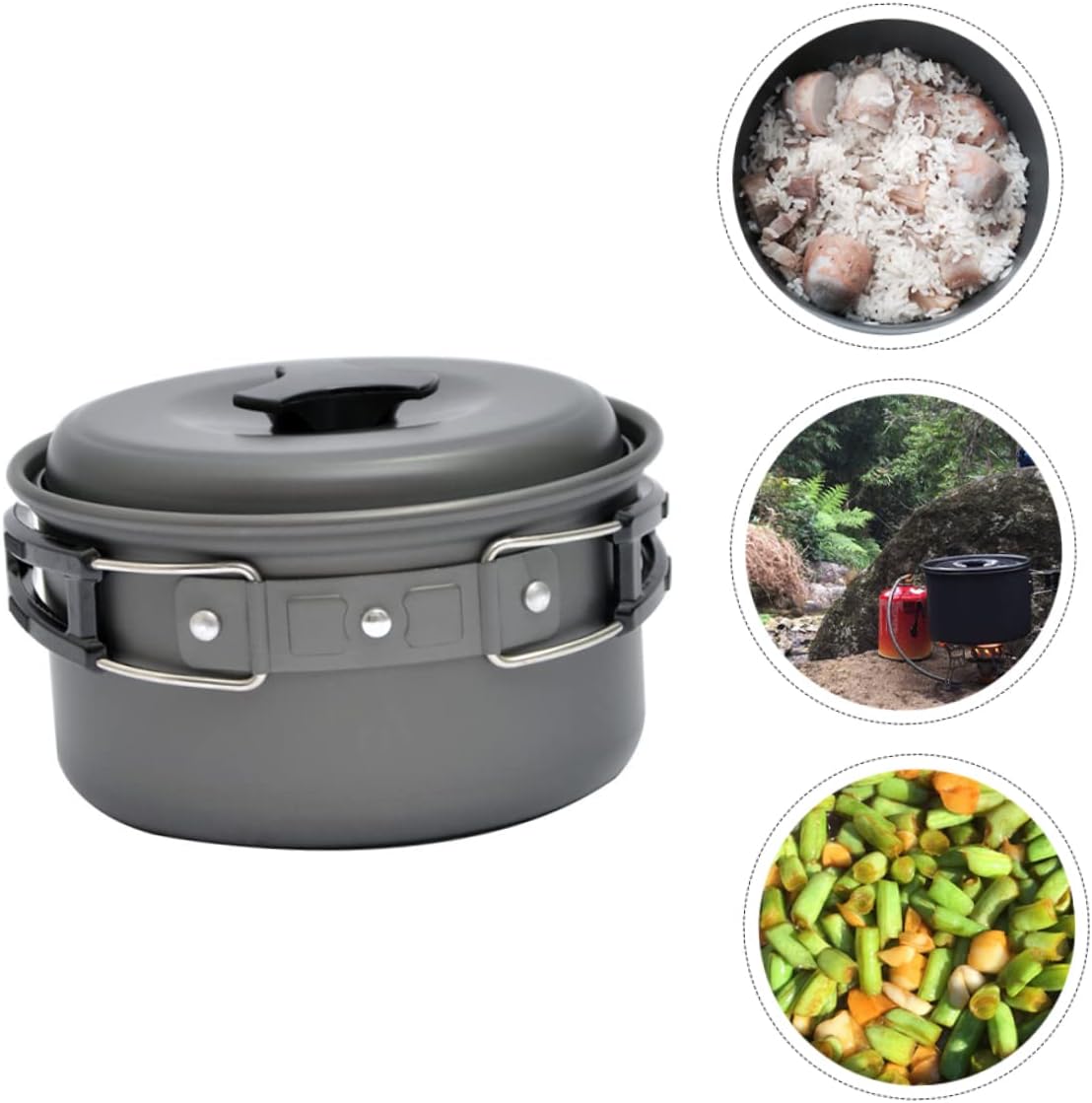Single Person Camping Nonstick Pan Cookware Pot Folding Pot Camping Kitchen Accessory Cooking Supply