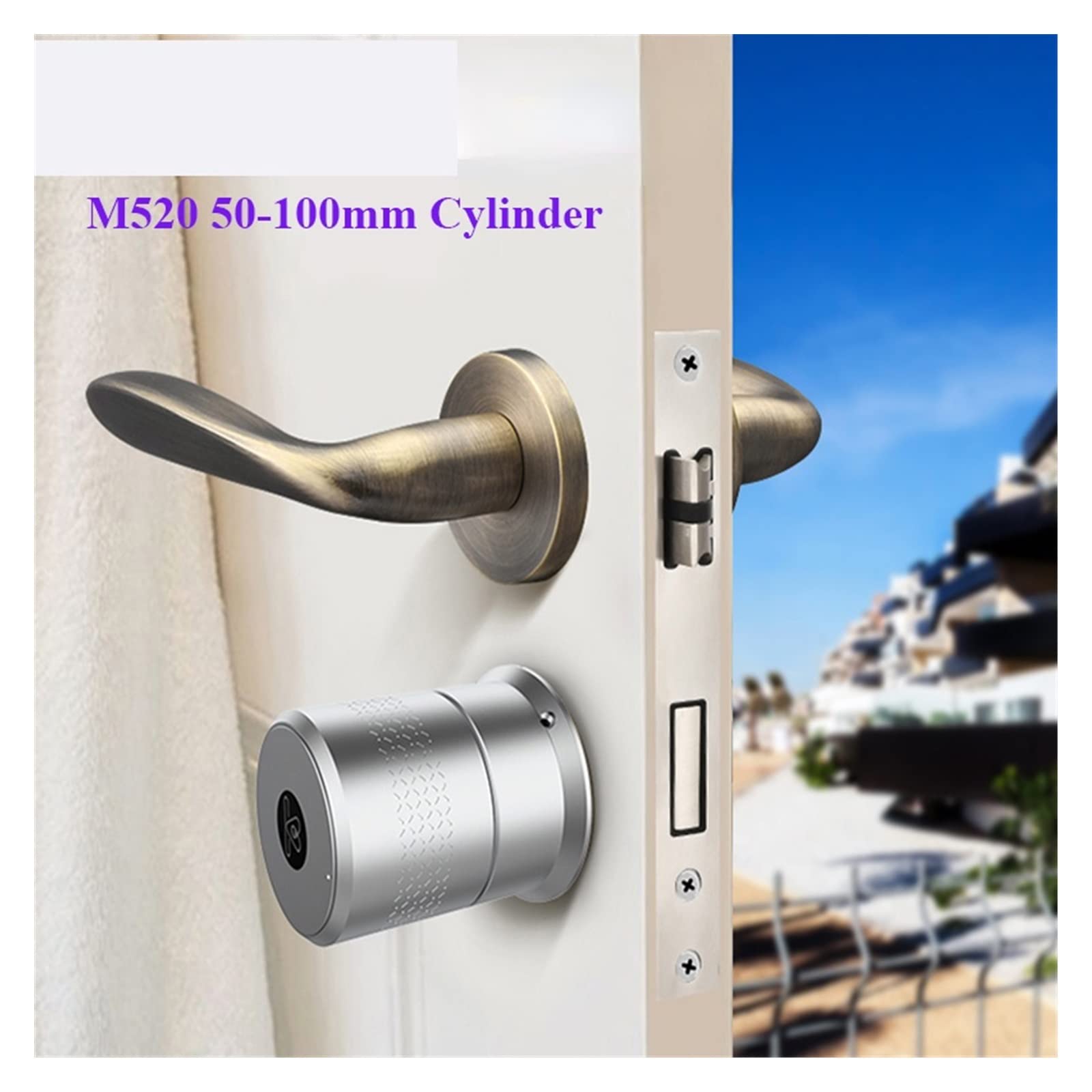 Inteligentny zamek do drzwi, Inteligentny zamek Tuya TTlock Cylinder linii papilarnych do drzwi 50-100mm grubość wsparcie blokada dla inteligentnego domu(M521 Gatway Fin Key,TUYA Version)