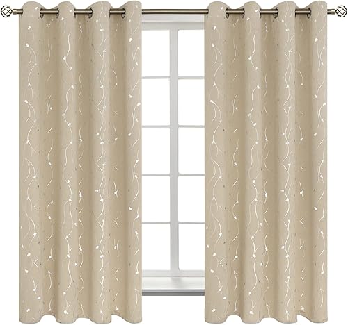 Miniatura 2 de BGment - Cortinas opacas, con aislamiento térmico, para oscurecer la habitación, con estampado de línea ondulada y lunares para dormitorios, juego