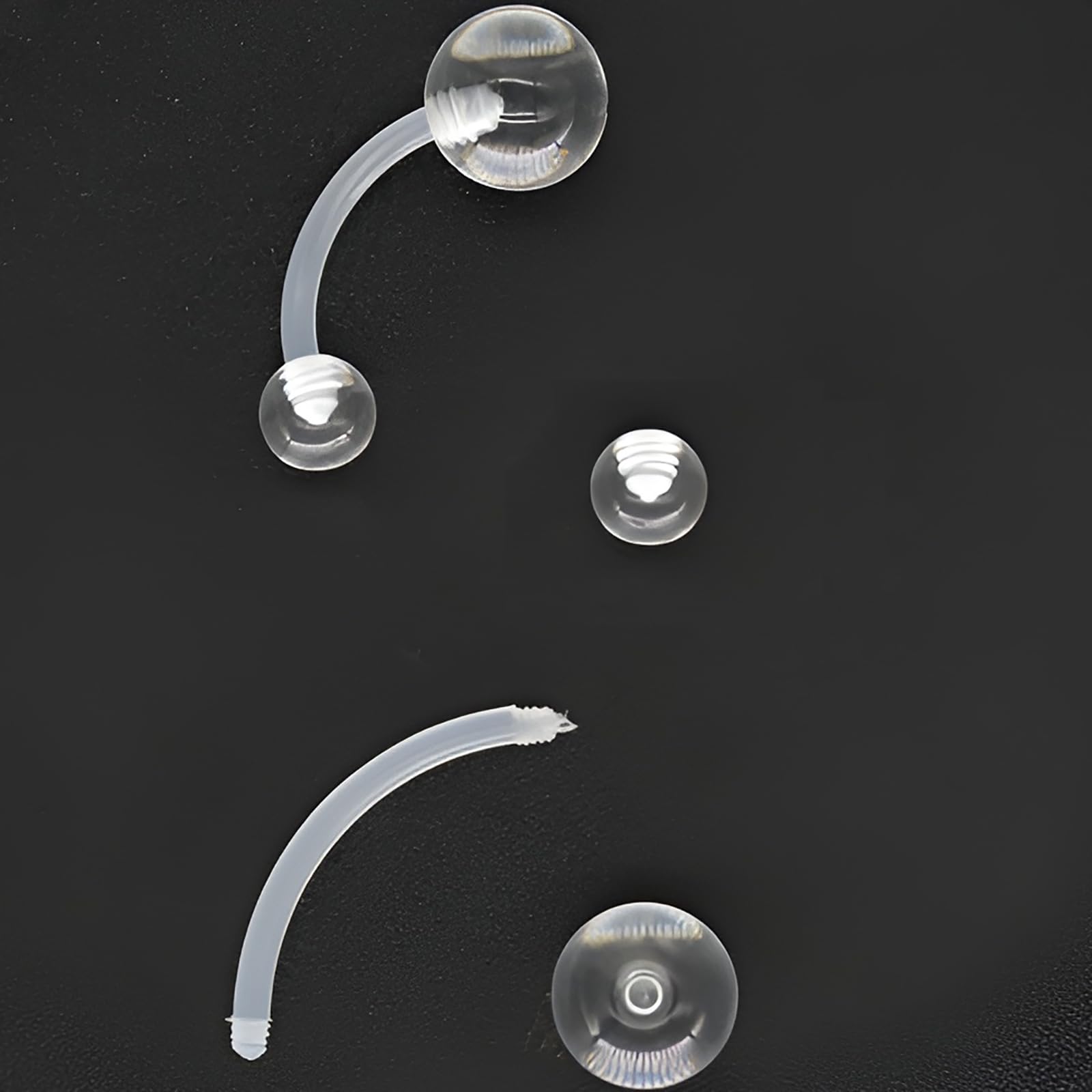 Lot de 12 piercings de nombril en plastique souple 1,6 mm (14 g) 1,2 mm (16 g)
