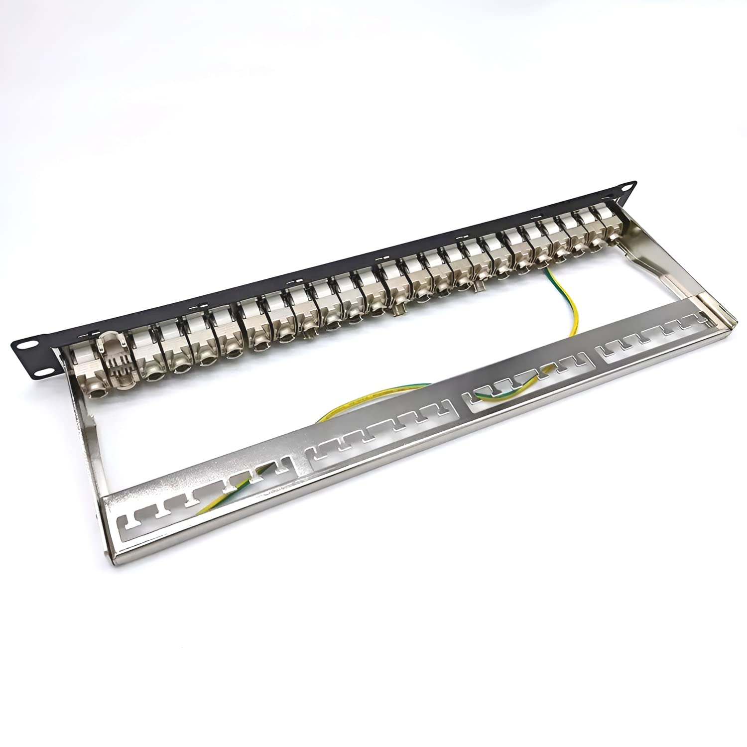 ARLI 24 Port 19" Patchpanel Set Patchfeld Modular 1HE 19 Zoll Rackeinbau + 24x Keystone Module CAT8.1 Kompatibel CAT7 LAN Netzwerk Verlegekabel Schwarz