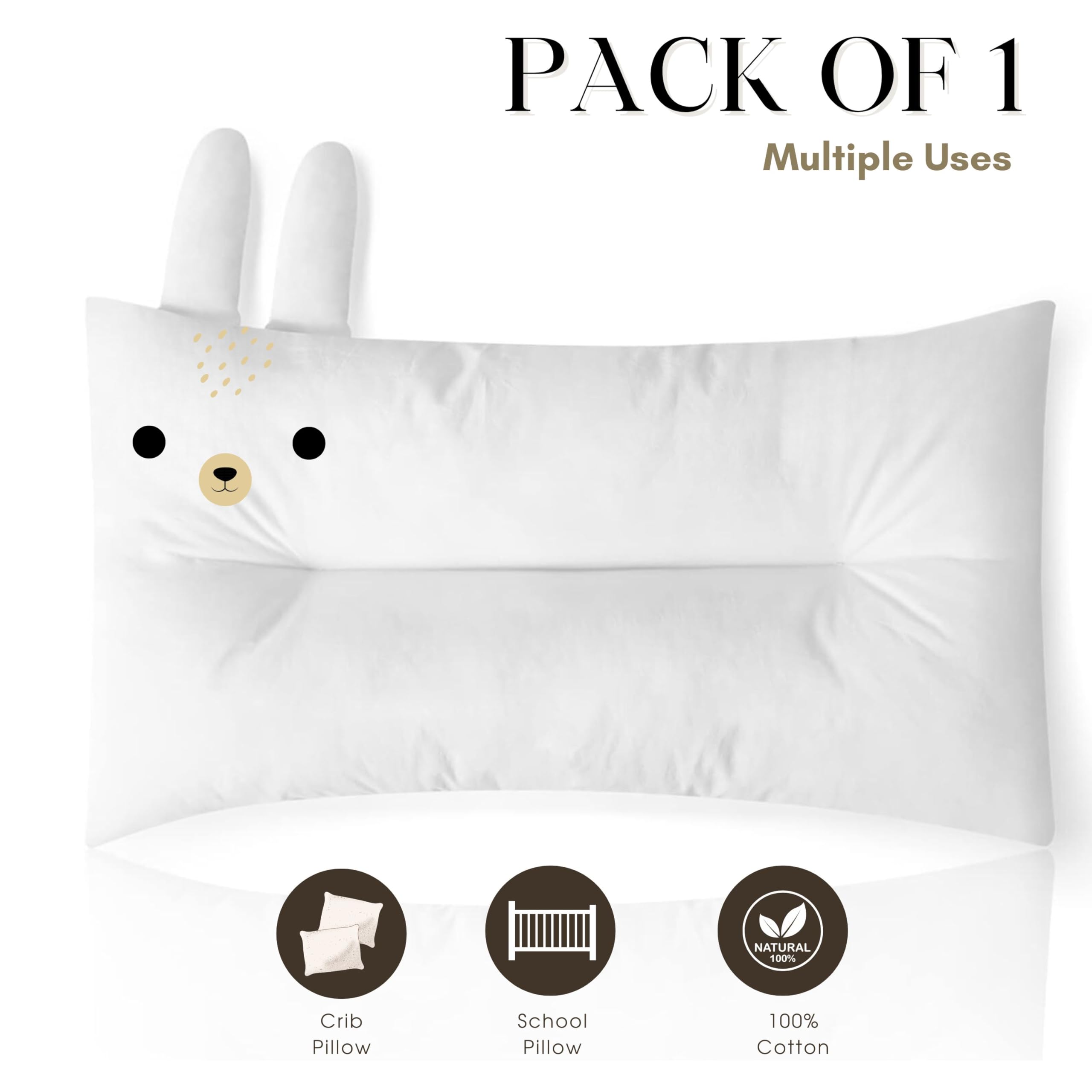 camp county beyond Toddler Pillow,19x13 inches Soft Organic Cotton Toddler Pillows for Sleeping Kids Pillow for 2-6 Year Old Girls Boys (Bunny Rabbit)