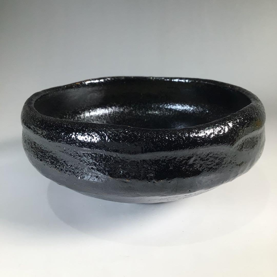Amazon.co.jp: N474 茶碗 『大野九行造』『知足文』『黒平茶碗