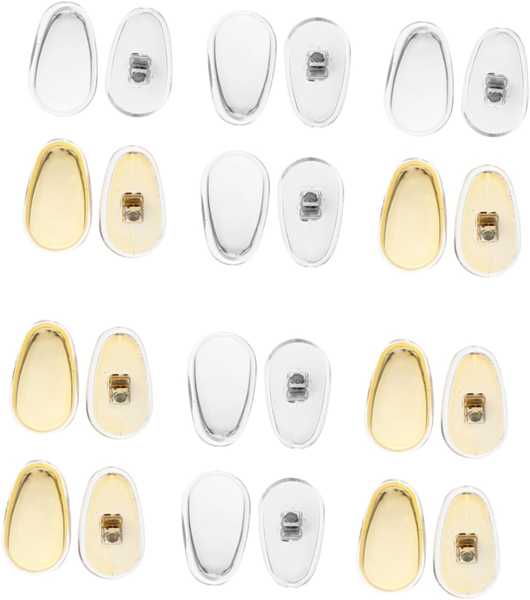 12pairs Silicone Eyeglass Nose Pads for Comfortable Wear Nose for Glasses Full-Frame and Sunglasses Gold Silver