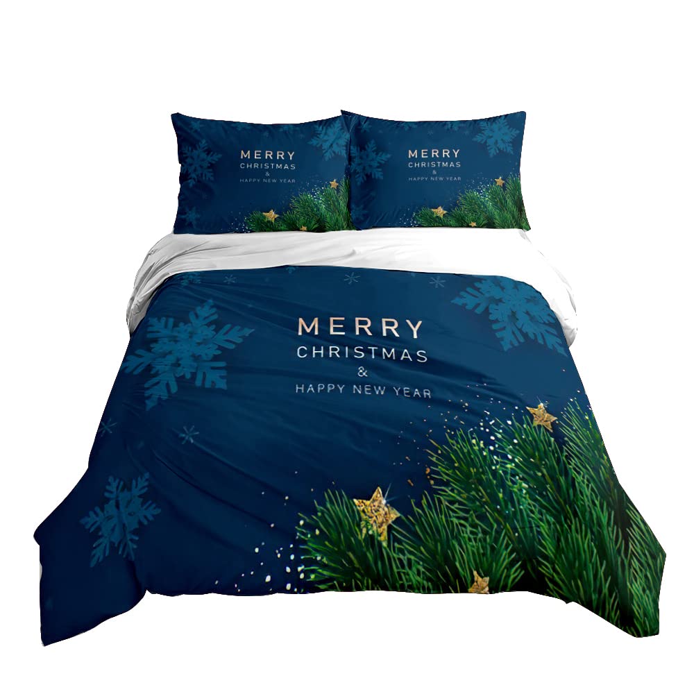 Meiju-Shop Men's Blue Night Meiju Christmas Duvet Cover Set 3 Piece For Single Double Super King Size Bed, 3D Printed Bedding Set Microfibre Bed Set With Quilt Case And Pillowcases 50X75cm (,200X200cm)