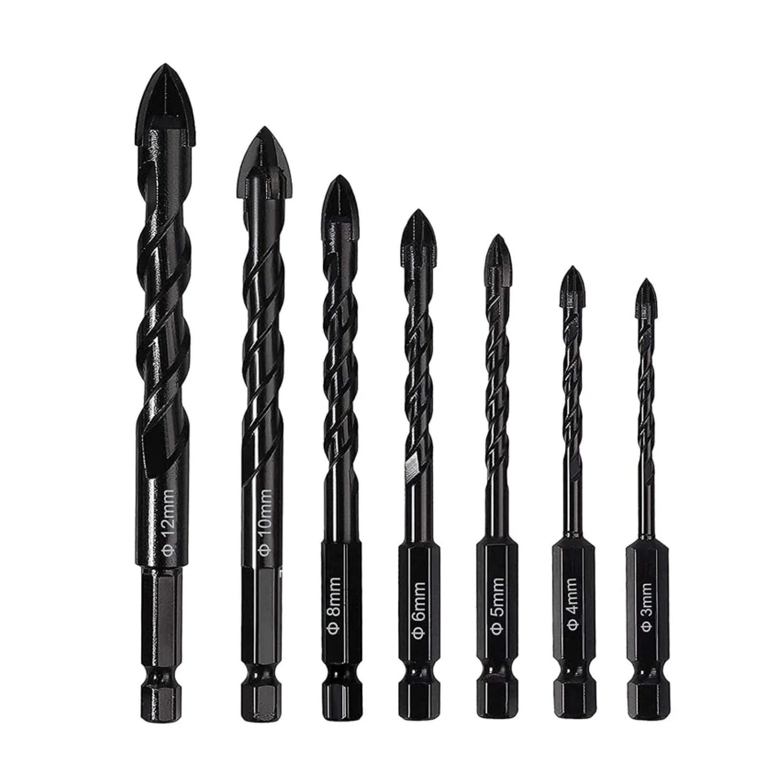 Punta per trapano in cobalto Jobber, Punte in carburo di tungsteno per muratura, for vetro, cemento, mattoni e plastica(7PCS)