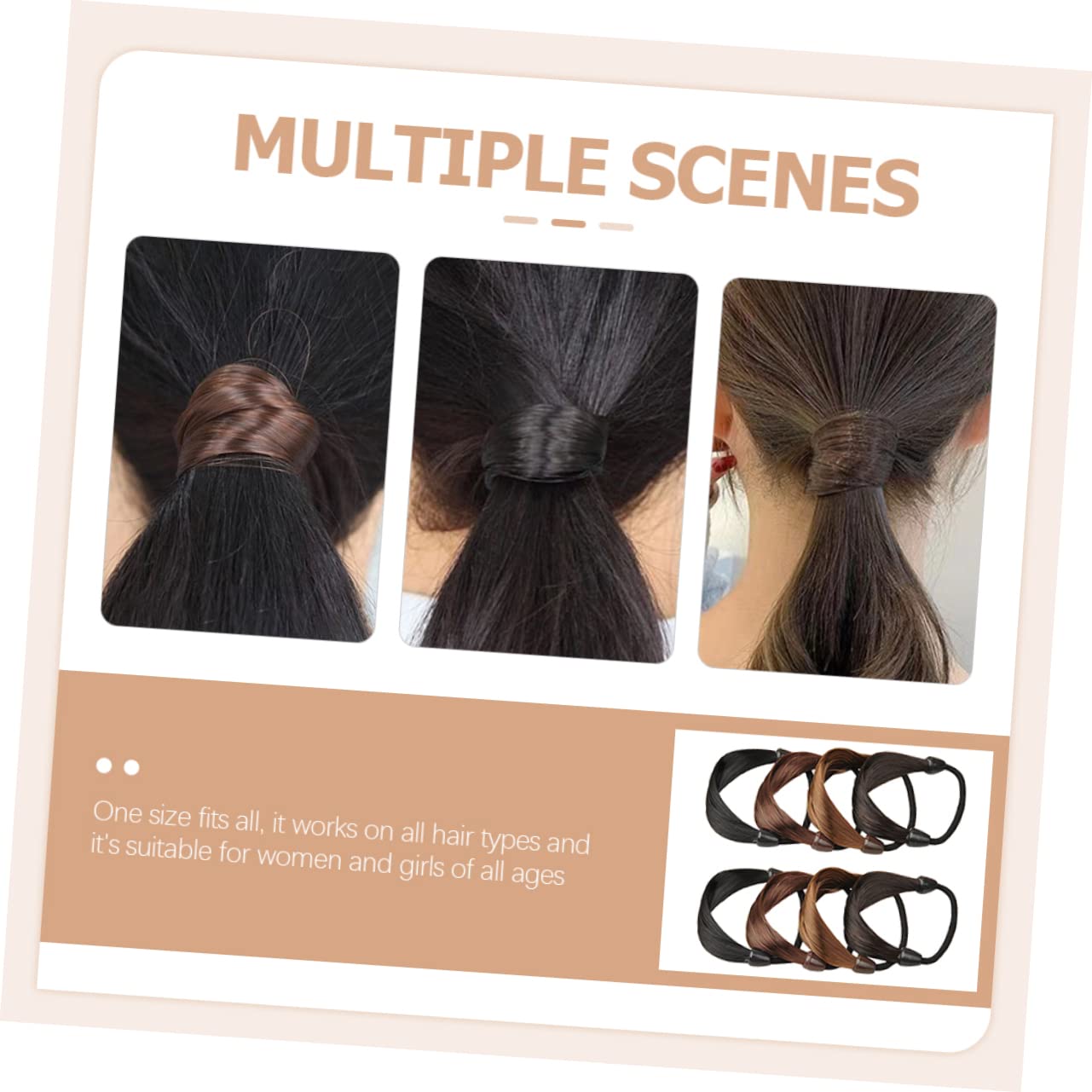 FRCOLOR 40 Piezas Lazos Elásticos Para El Cabello Accesorios Para El Cabello De Niña Peluca Lazos Para El o Banda De Pelo De Pelo Elásticos Negros Fibra Química