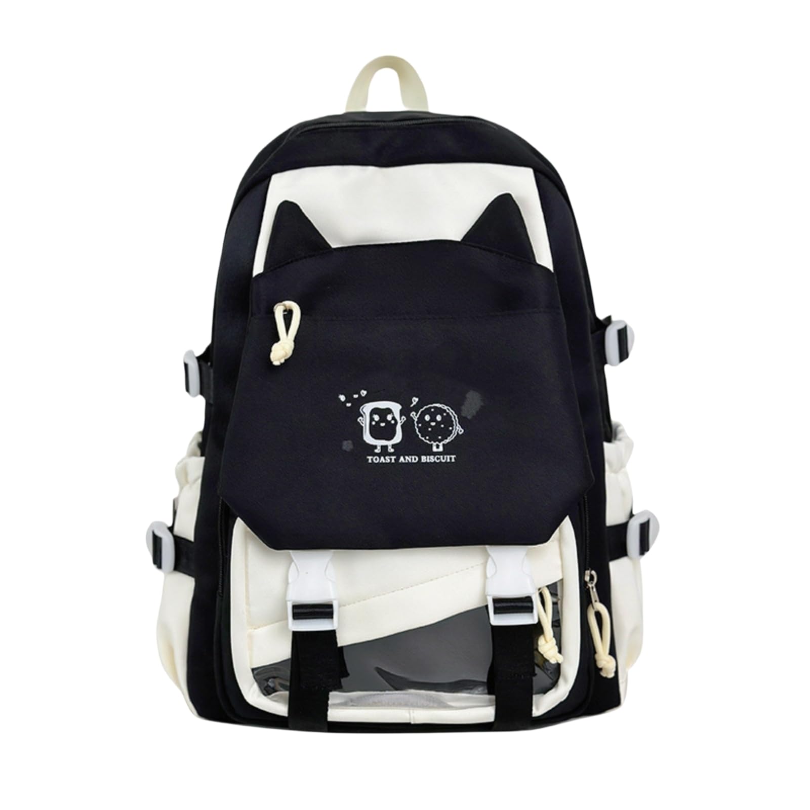 Zaino del Blocco Colore Dolce della Dopamina di Kawaii, Leggero dello Studente Grande capacità per L'uso Quotidiano Viaggio-Black