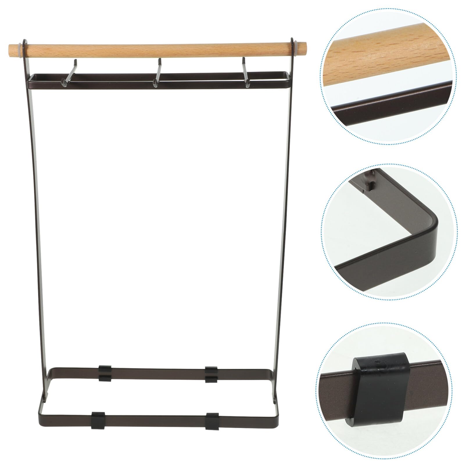 Kichvoe Porta Utensili da Cucina Nero in Legno e Ferro Ganci