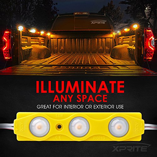 Xprite Led Rock Light For Bed Truck, 24 Leds Cargo Truck Pickup Bed, Under Car, Foot Wells, Rail Lights, Side Marker Led Rock Lighting Kit W/Switch Yellow - 8 Pcs #TOP2