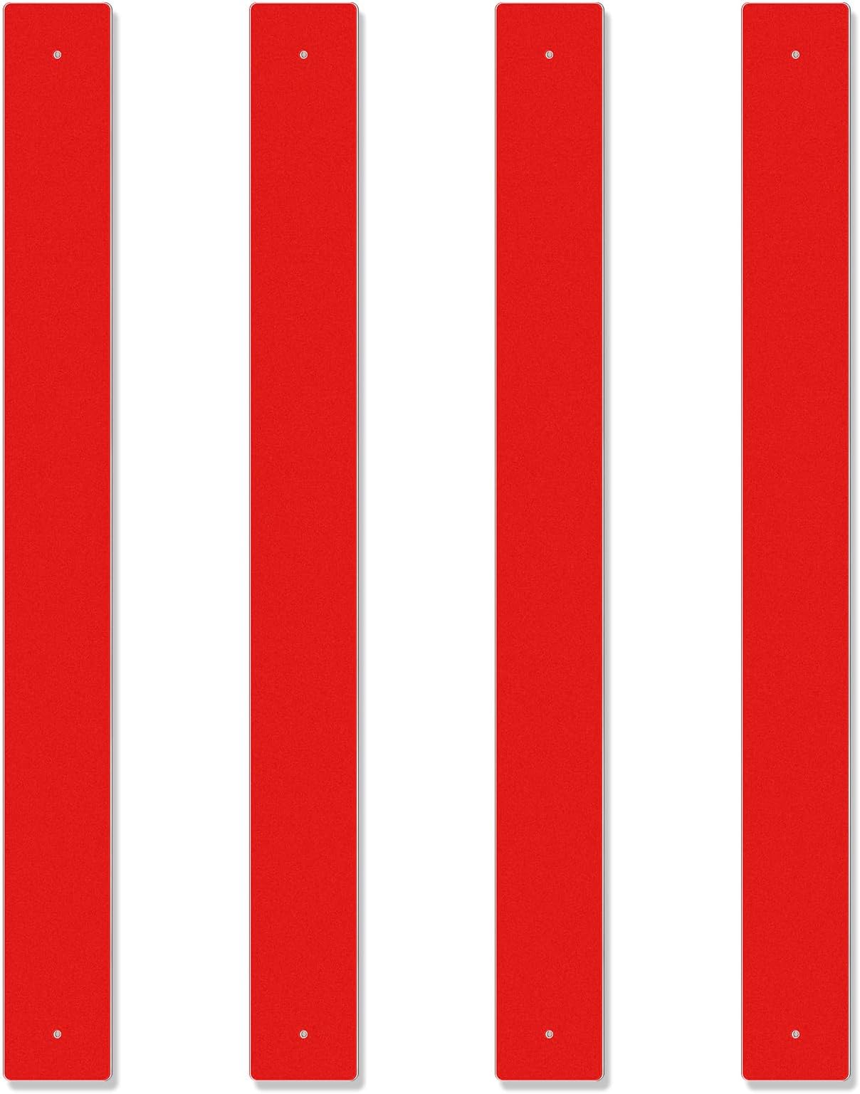 Tandefio 4 Pcs Reflective Sign Post Panel 3 x 30 Inch Red Aluminum Reflective Driveway Markers Outdoor Weather Resistant Metal Reflector for Driveway Road Parking Street Caution Vehicle Slow Moving