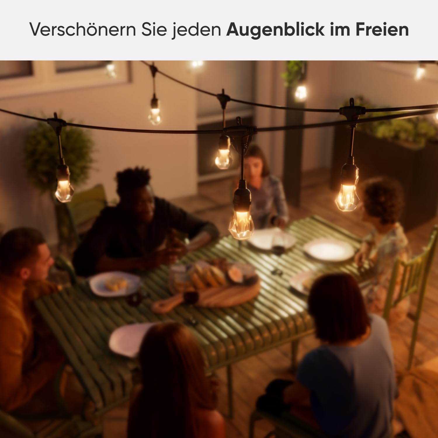 Nanoleaf Smart LED Lichterkette Außen 15m Starter Kit - 20 dimmbare RGBICW Gem Glühbirnen, IP65 wasserdicht, WLAN Kontrolle mit App und Stimme (Matter Alexa Siri Apple Google Home) Balkon Garten Party