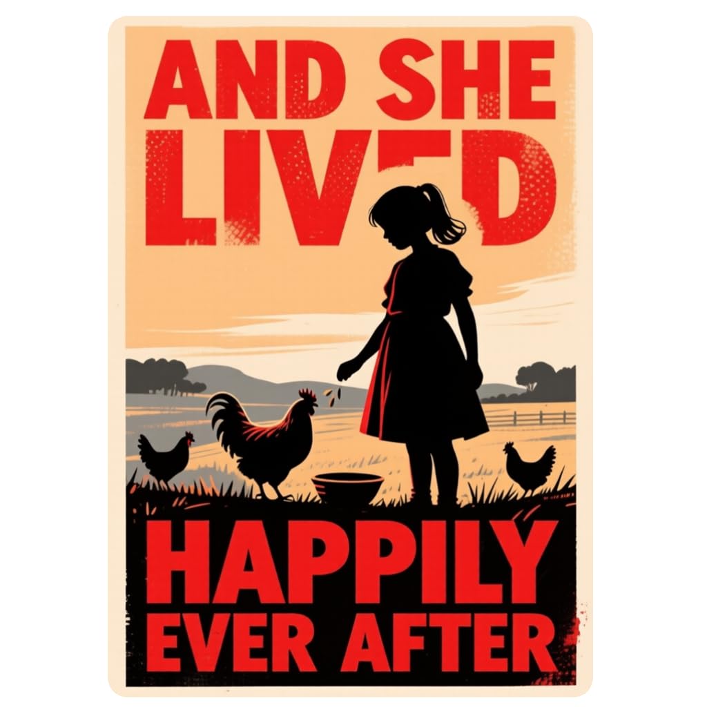 Little Girls And Chickens Happy Tin Sign, 8x12 Inch