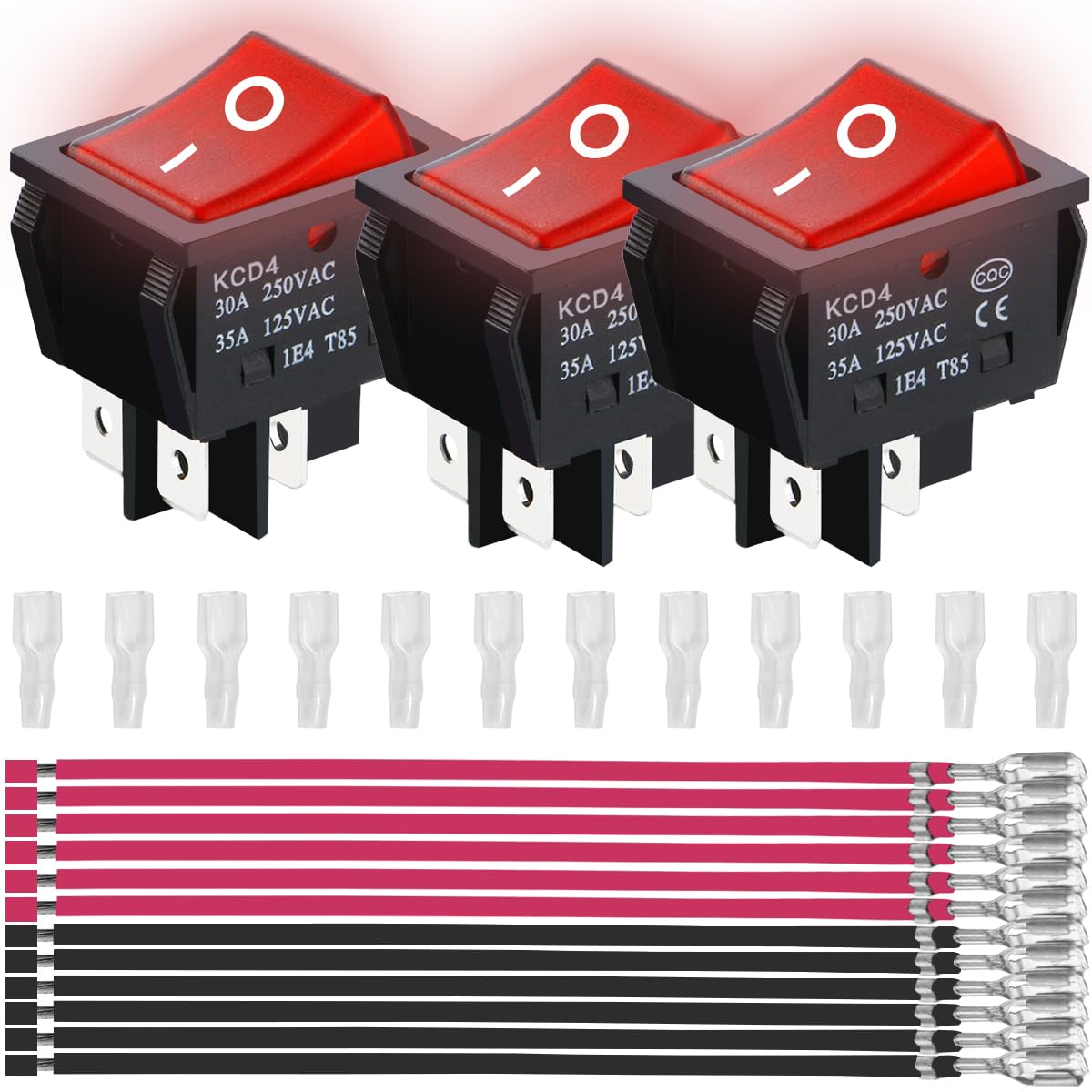 MKBKLLJY 3 Stück Wippschalter KCD4 DPST 35A 12V DC/30A 250V AC/35A 125V AC 4 Pins 2 Positionen EIN/AUS Schwarz Unbeleuchtet Snap-In-Hochstromschalter für Boote 12 PCS Anschlusskabelummantelung MKBKLLJY 3 Stück Wippschalter KCD4 DPST 35A 12V DC/30A 250V AC/35A 125V AC 4 Pins 2 Positionen EIN/AUS Schwarz Unbeleuchtet Snap-In-Hochstromschalter für Boote 12 PCS Anschlusskabelummantelung
