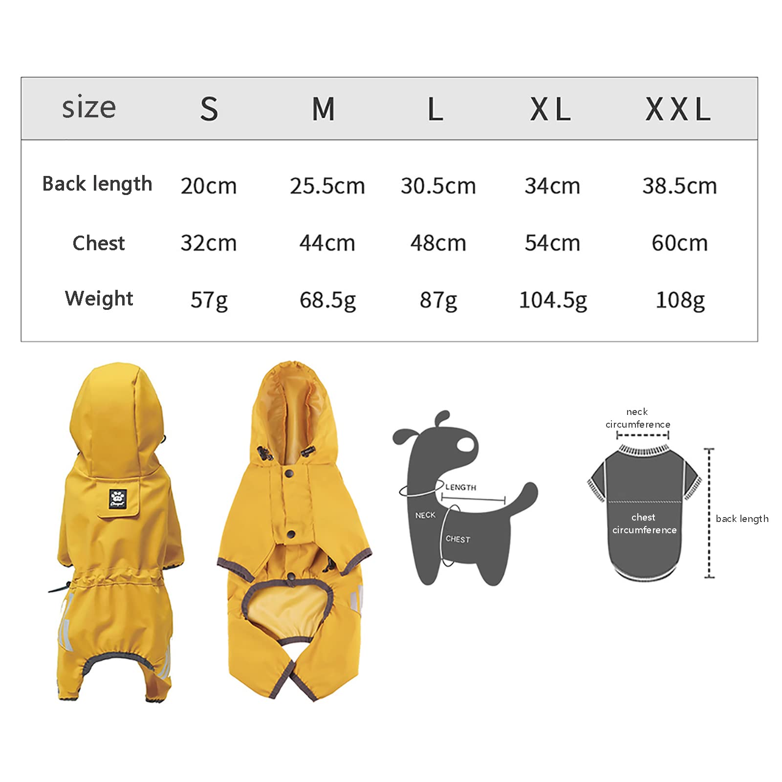 Generic Impermeabile per Cani con Cappuccio e Catarifrangenti Cappotto Impermeabile per Cani Giacca Impermeabile per Animali Domestici Ultraleggero e Impermeabile