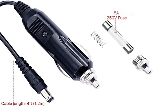 Miniatura 3 de Encendedor de cigarrillos de coche de 12V-24V 4FT Enchufe macho a DC 0.217 in x 0.083 in Conector, cargador de coche Cable de alimentación