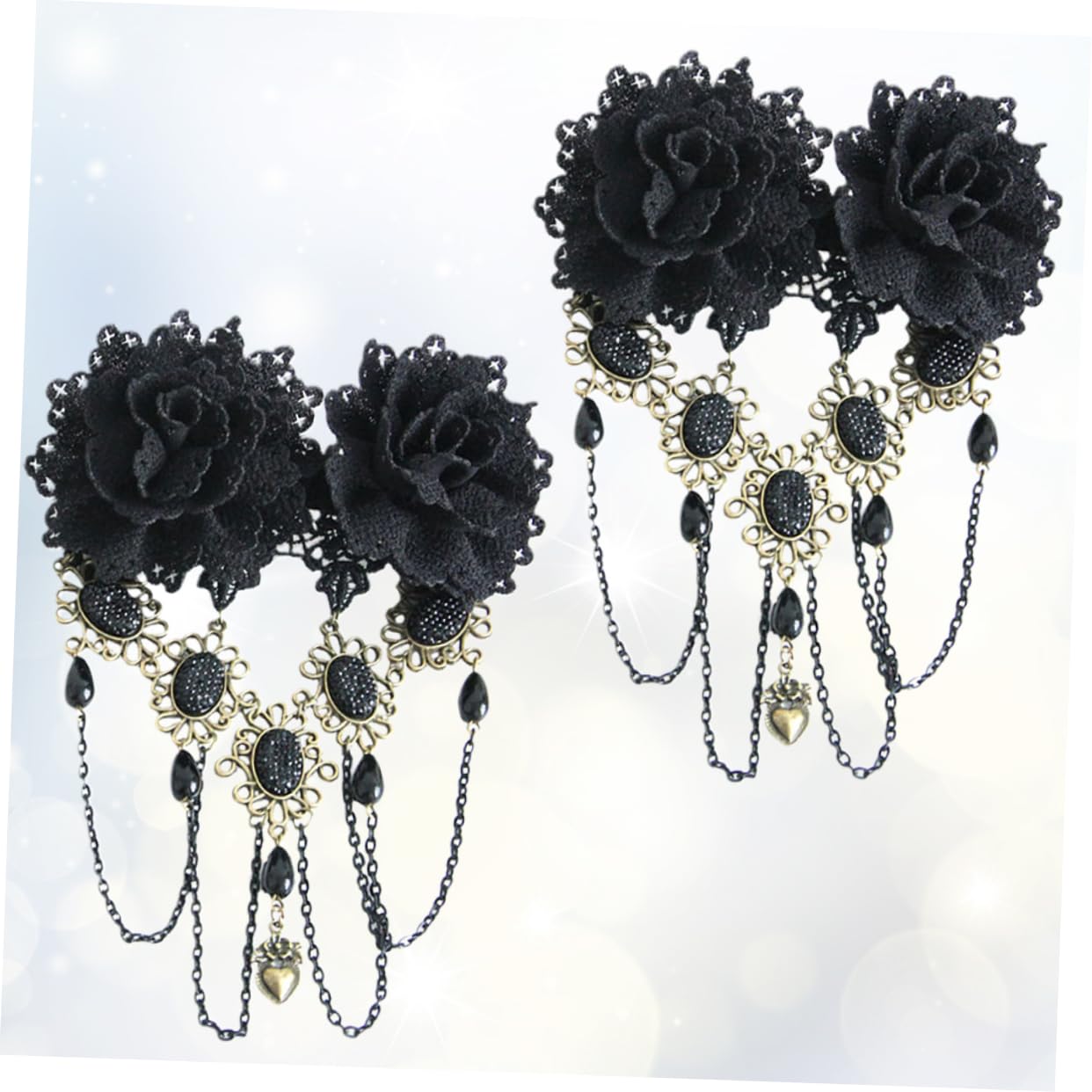 Beaupretty 4 Piezas sombreros de flores negras tiara horquillas negras pasadores de pelo pasador de pelo de flor pasadores góticos las flores sombrerería emitir tarjeta