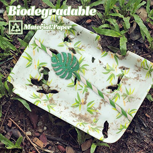 Pitillos desechables de papel flexibles largos verdes x10 miniatura 5