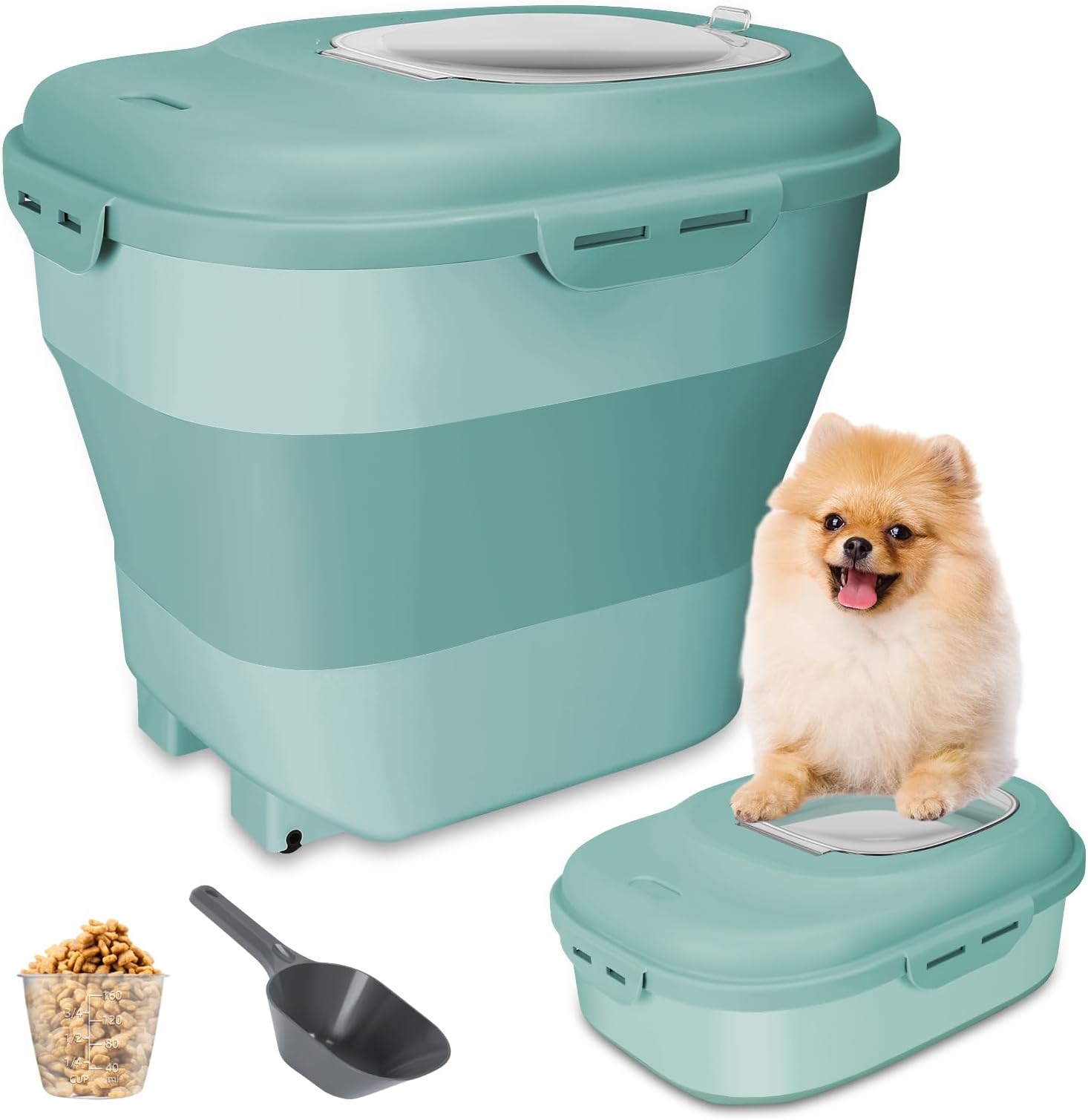 PAWISE Dog Food Storage Container, 50L Dog Food Dispenser with Lids, Pet Food