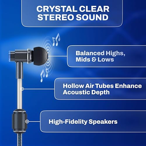 Miniatura 4 de DefenderShield Air Tube - Auriculares estéreo con cable - Auriculares acústicos universales con micrófono integrado y controles de audio -