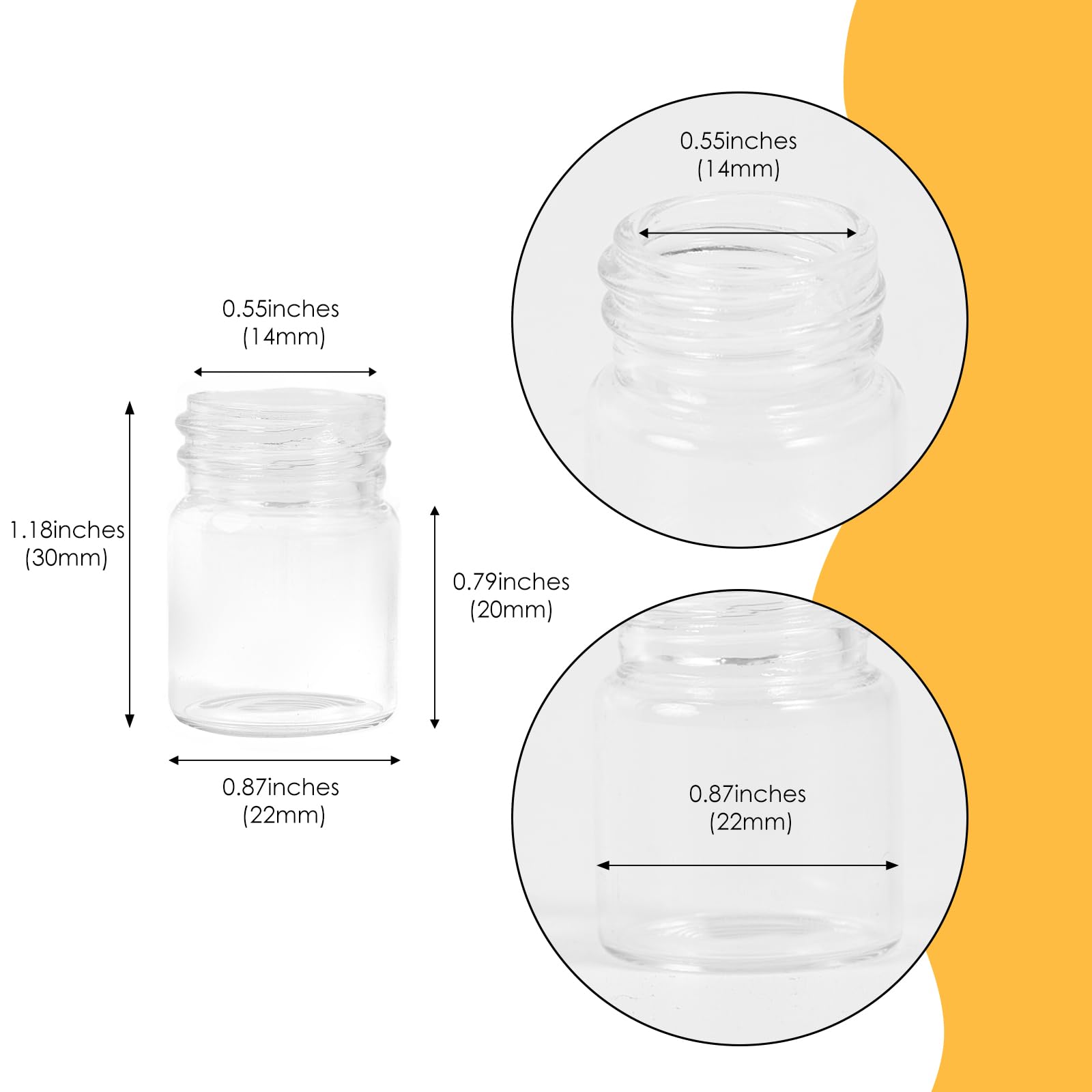 Fiale di Vetro da 5 ml con Tappi a Vite e Tappi di Plastica, Flacone del Campione di Liquido Piccolo Trasparente, Flacone a Prova di Perdite, 50 Pezzi