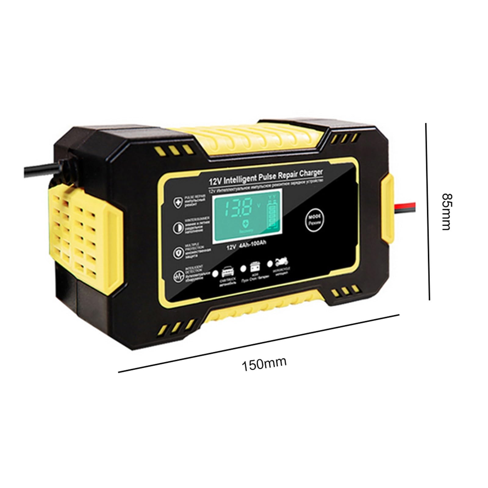 Chargeur De Réparation D'impulsions 12V Batterie Au Plomb Protection Circuit Intégrée for Automobile Camion Moto Bateau Charge De PréCision(Yellow)