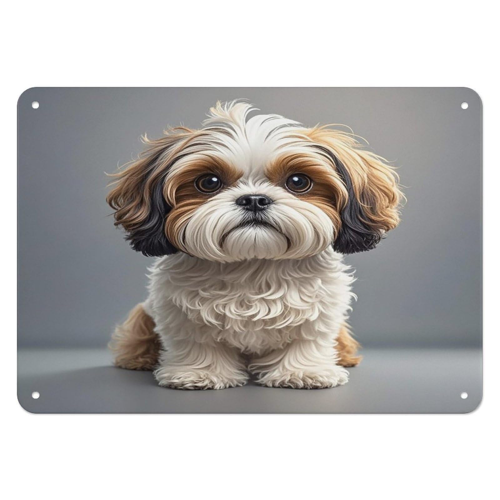 Fekiloot Style Shih Tzu Dog Wall Decor Iron Painting Metal Sign