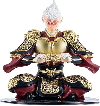 Sepkus Journey to The West Sun Wukong Goku Buddha Figure,Black Myth Wukong Action Figure,Sun Wukong Staff Car Decorations 3D Relief Collectible Dolls Figurines Monkey King Decoration Color Gold