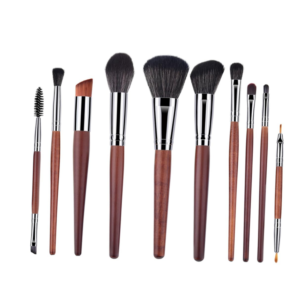 minkissy Set Di 3 Pennelli Per Il Trucco Con Manico in Legno E Setole in Nylon Kit Di Pennelli Per Cosmetici Per Donne E Signore Aspetto Naturale 10 Pezzi*3