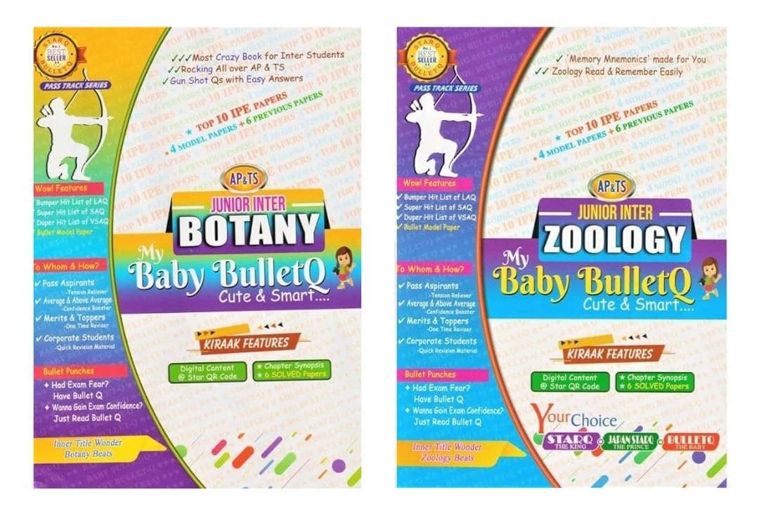 AP & TS My Baby Bullet Q Intermediate 1st Year Botany & Zoology (Set of 2 Books) 2024 Edition