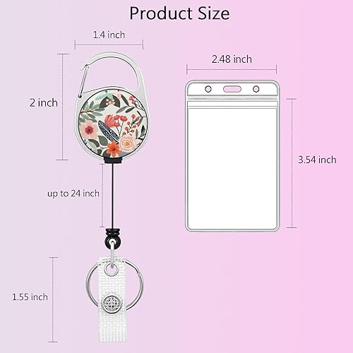 Miniatura 40 de Llavero retráctil de carrete de insignia, resistente con clip para cinturón, soporte para tarjetas de identificación verticales impermeables para 1