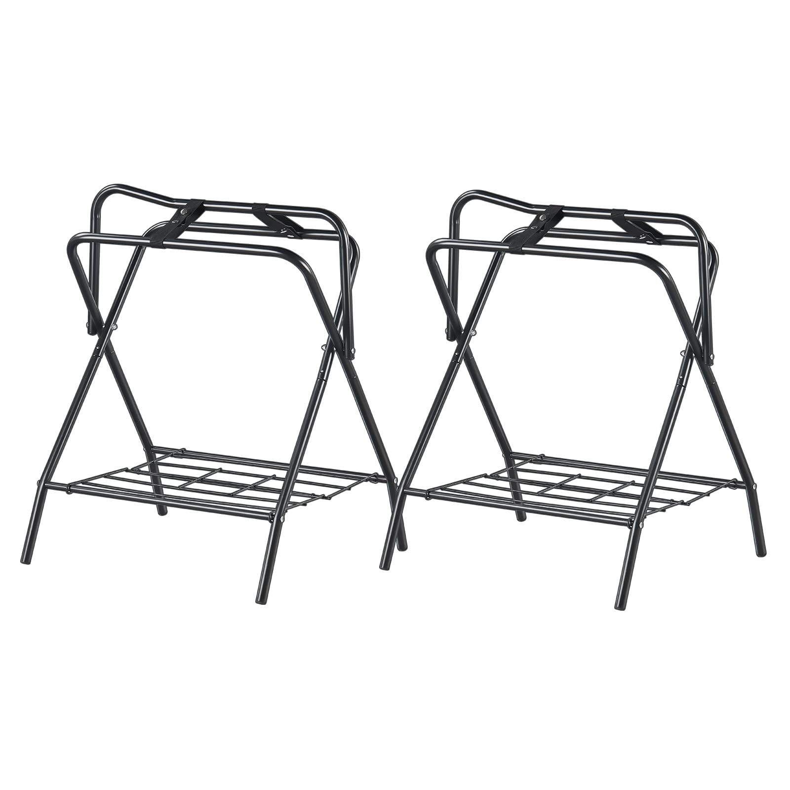 VEVOR Supporto per Sella Pieghevole, Supporto per Sella per Cavallo Indipendente in Acciaio, Supporto per Coperta per Selle Inglesi e Western, Deposito per Finimenti, 2 Pezzi Nero 711 x 482 x 952 mm