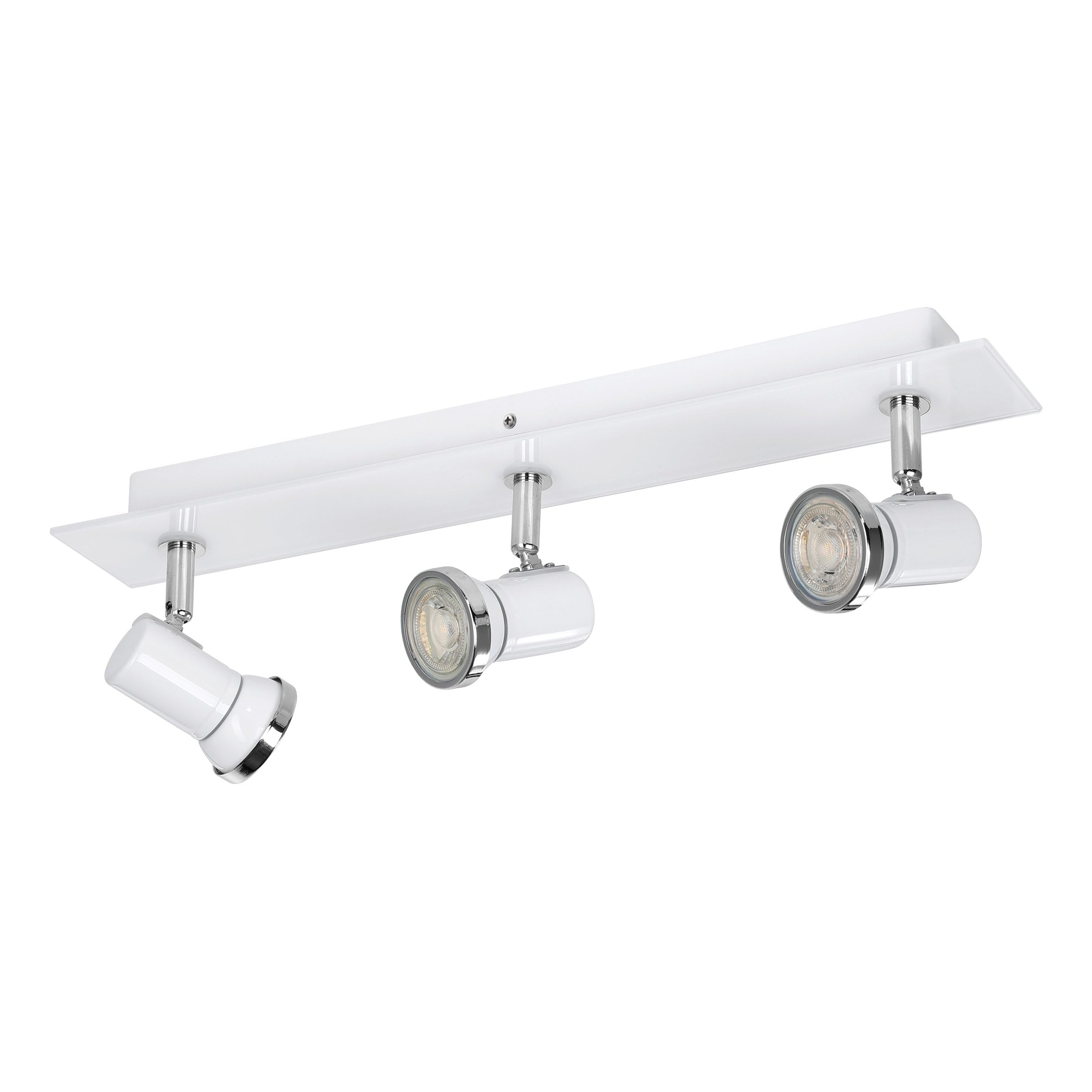 EGLO LED Deckenlampe Tamara 1, 3 flammige Deckenleuchte Bad | Badezimmer Lampe aus Metall in Chrom, Glas in Weiß, Deckenstrahler, Spots inkl. GU10 Leuchtmittel, warmweiß, IP44