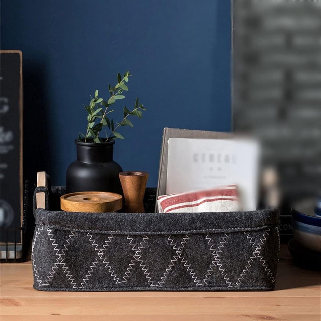 Storage Basket Folding Storage Box for Clothes Handle Desktop Organizer Laundry Basket Decor (Color : Beige,) (Black One Size)