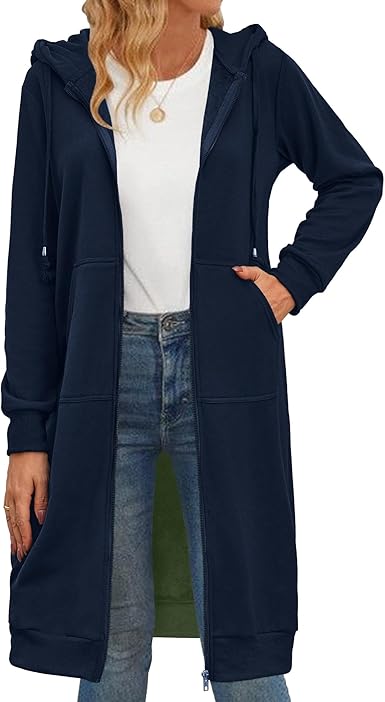 Zeagoo Women's Zip Up Hoodies Oversized Fleece Long Tunic Sweatshirts Casual Long Sleeve 2024 Fall Hoodie Jacket Coat