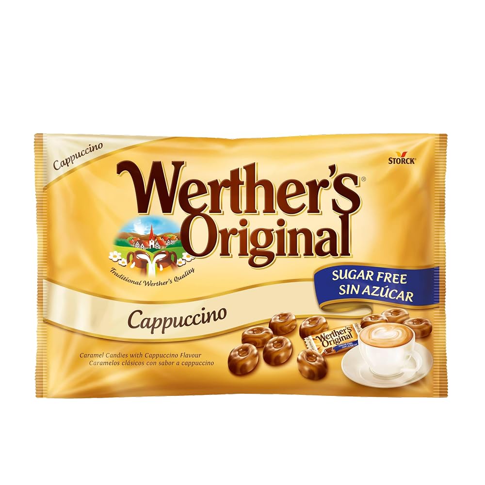 Werther's Original Caramelos Toffee de Mantequilla y Nata con Sabor a Capuccino Sin Azúcar - Bolsa de 1 kg - Sin Gluten y Aptos para Vegetarianos y Diabéticos - Para Compartir y Regalar