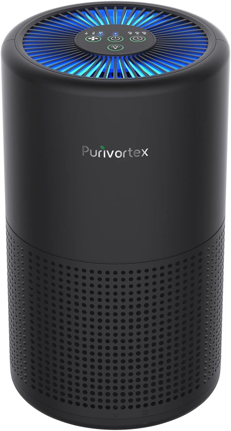Air Purifiers for Bedroom Home, HEPA Filter Cleaner with Fragrance Sponge for Better Sleep, Filters Smoke, Pet Dander, Odor, Dust, Sleep Mode, Speed Control, Portable - AC300 Black