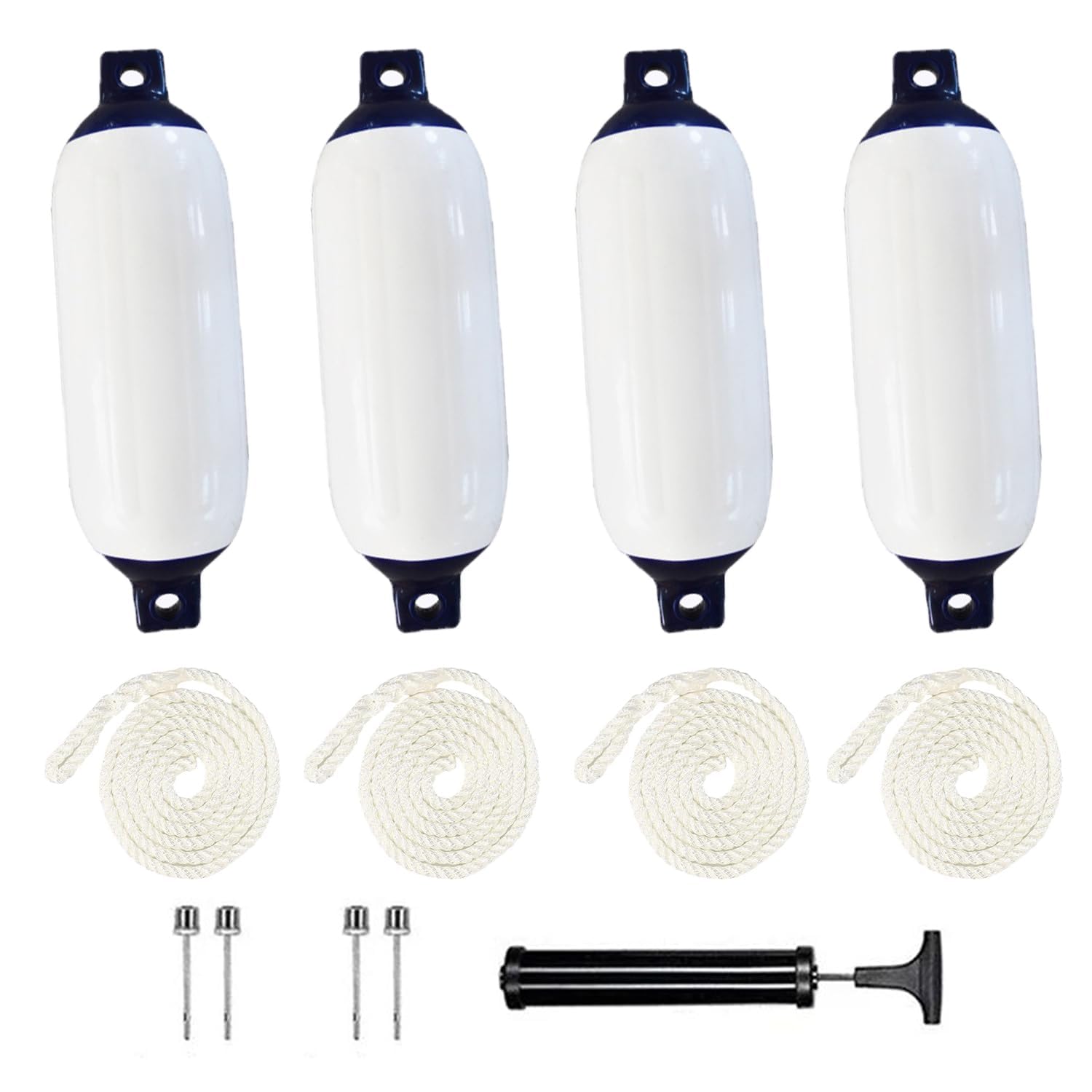 Defensas Para Barcos,Juego De Guardabarros 4 Pcs(Incluidos Los Conductos De Guardabarros),Incluye Bomba,Cuatro Pasadores De Aire,Anticolisión,Para Embarcaciones De Menos De Tres Metros(40 x 11 cm)
