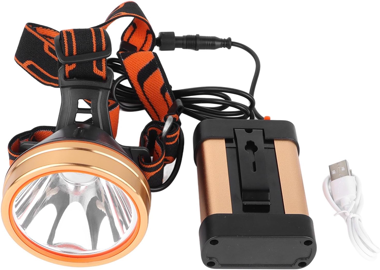Walfront Rechargeable Wearable Headlamp Super Bright 1800mAh Lithium Battery for Outdoor Work Climbing