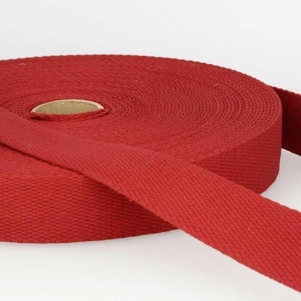 40mm Pure Cotton Webbing 2mm 243D, 072 Burgundy Red, 1 Metre
